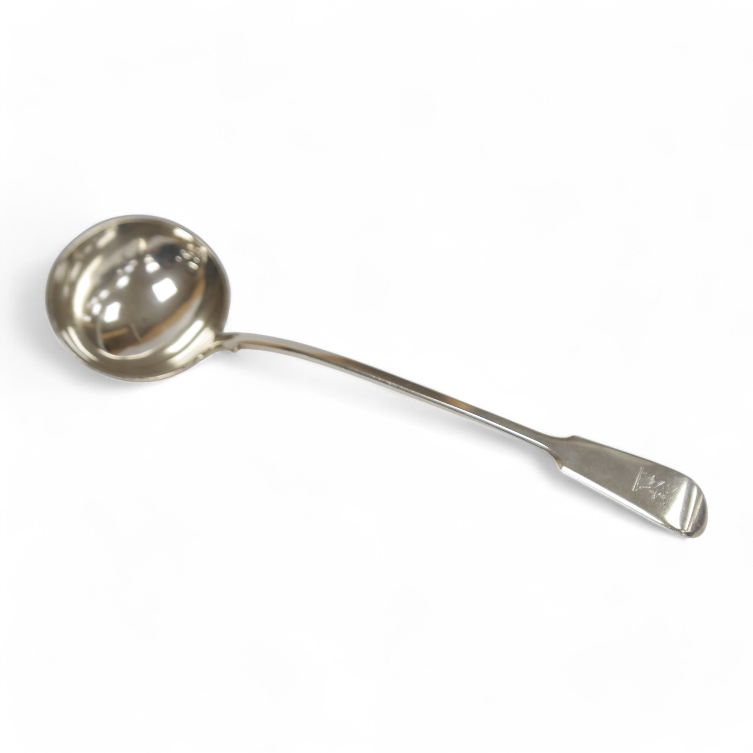 A Victorian provincial silver fiddle pattern soup ladle, Josiah Williams & Co, Exeter, 1868, 34.7cm, 10oz. Condition - fair to good